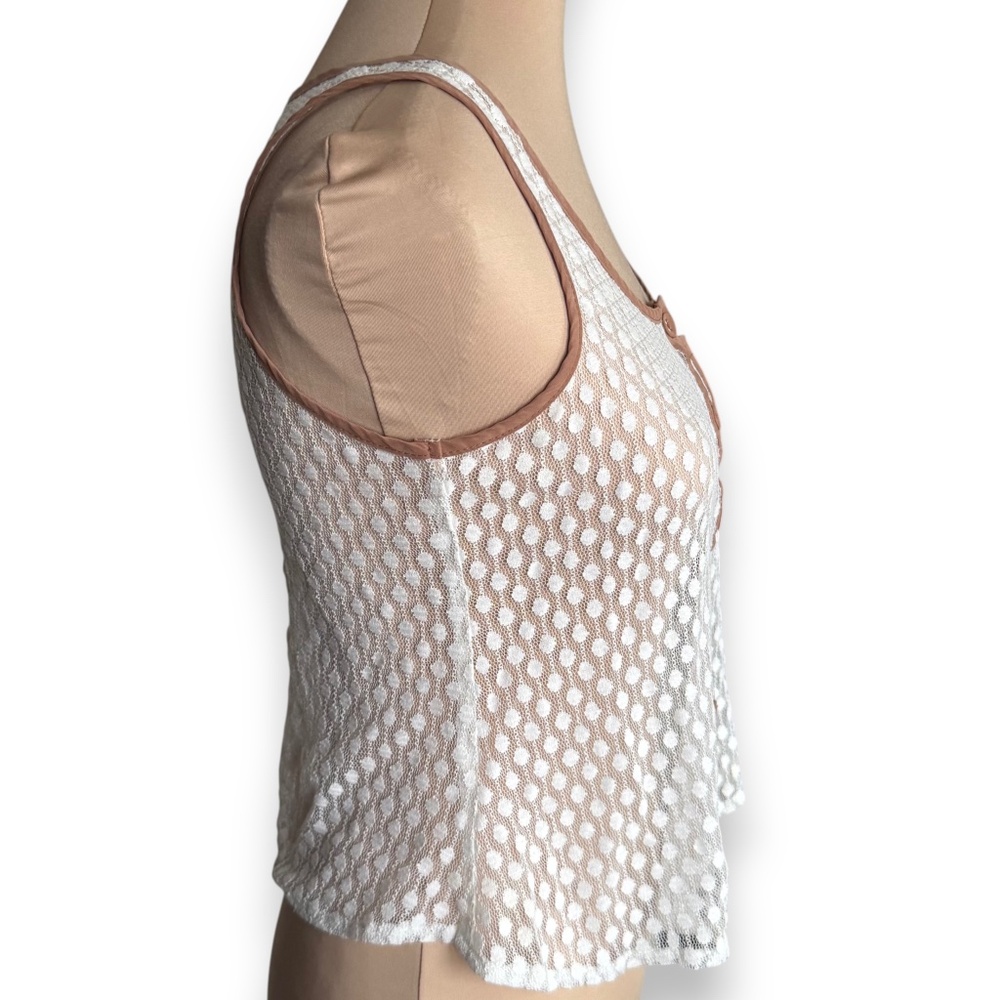 MUSTARD SEED White Sheer Polka Dot Lace Tank Top S - Picture 4 of 9